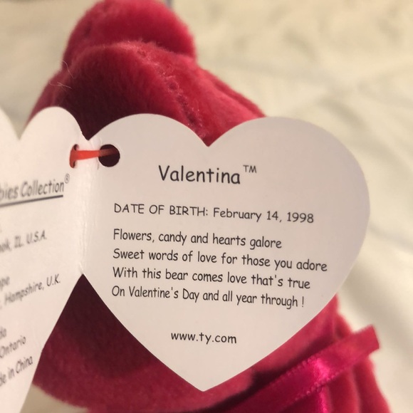 “Valentina” TY Beanie Baby, Red Bear, Vintage Collectible 1998 - Picture 6 of 11
